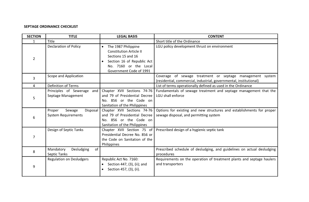 Septage Ordinance Checklist