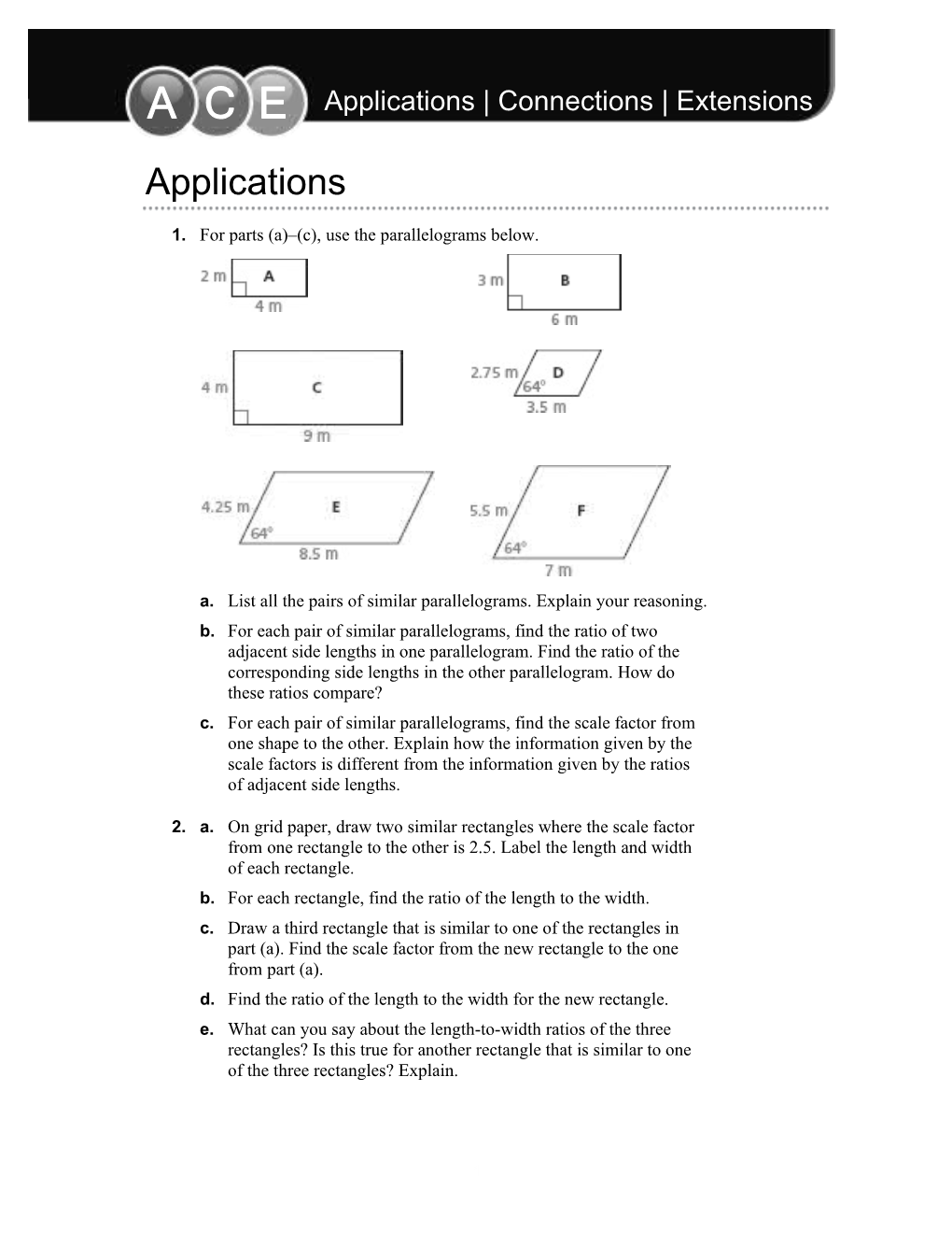 1. for Parts (A) (C), Use the Parallelograms Below