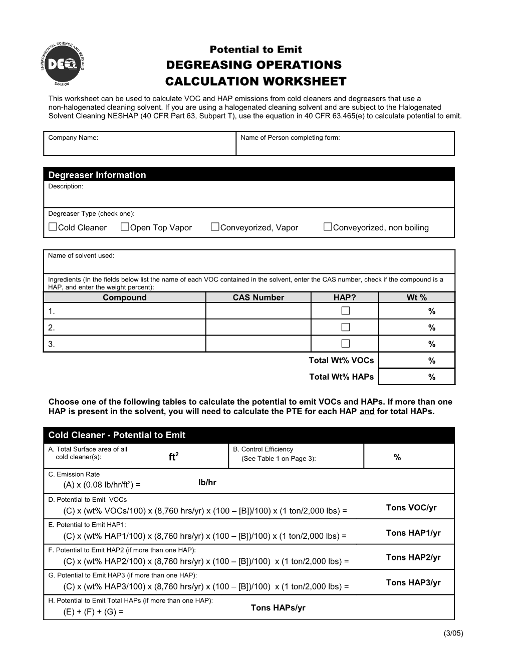 Degreasing Operations