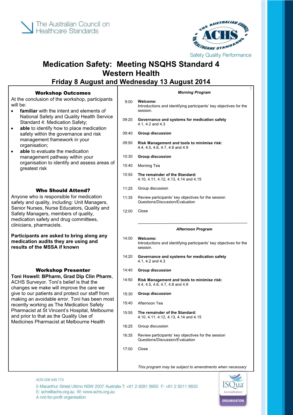 Medication Safety: Meeting NSQHS Standard 4