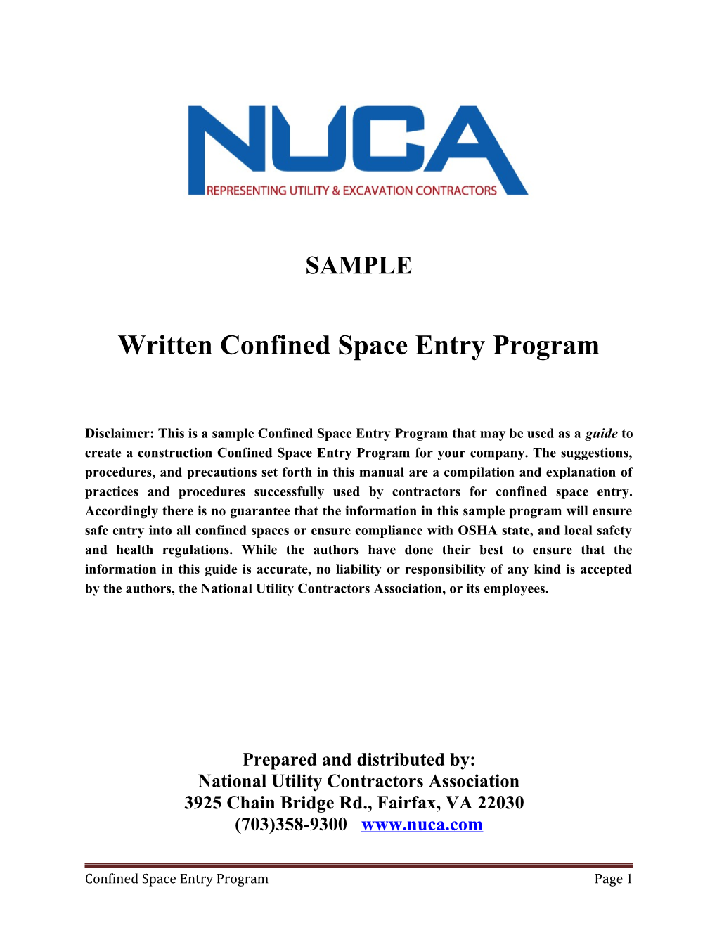 Written Confined Space Entry Program