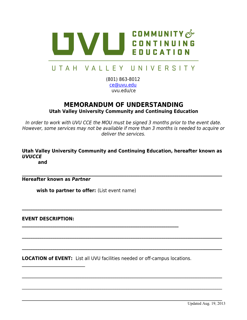 Utah Valley University Community and Continuing Education