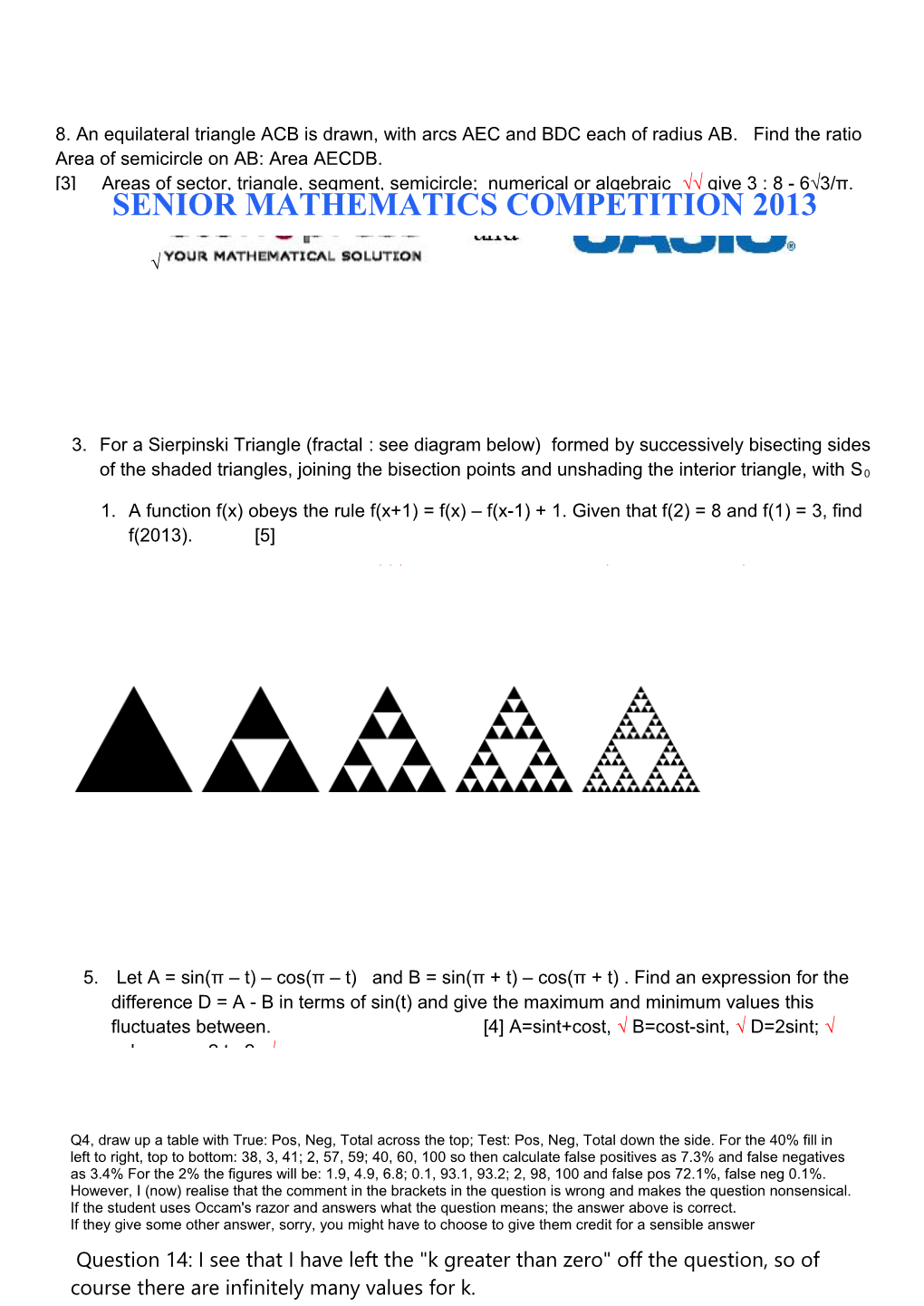 Senior Mathematics Competition 2013