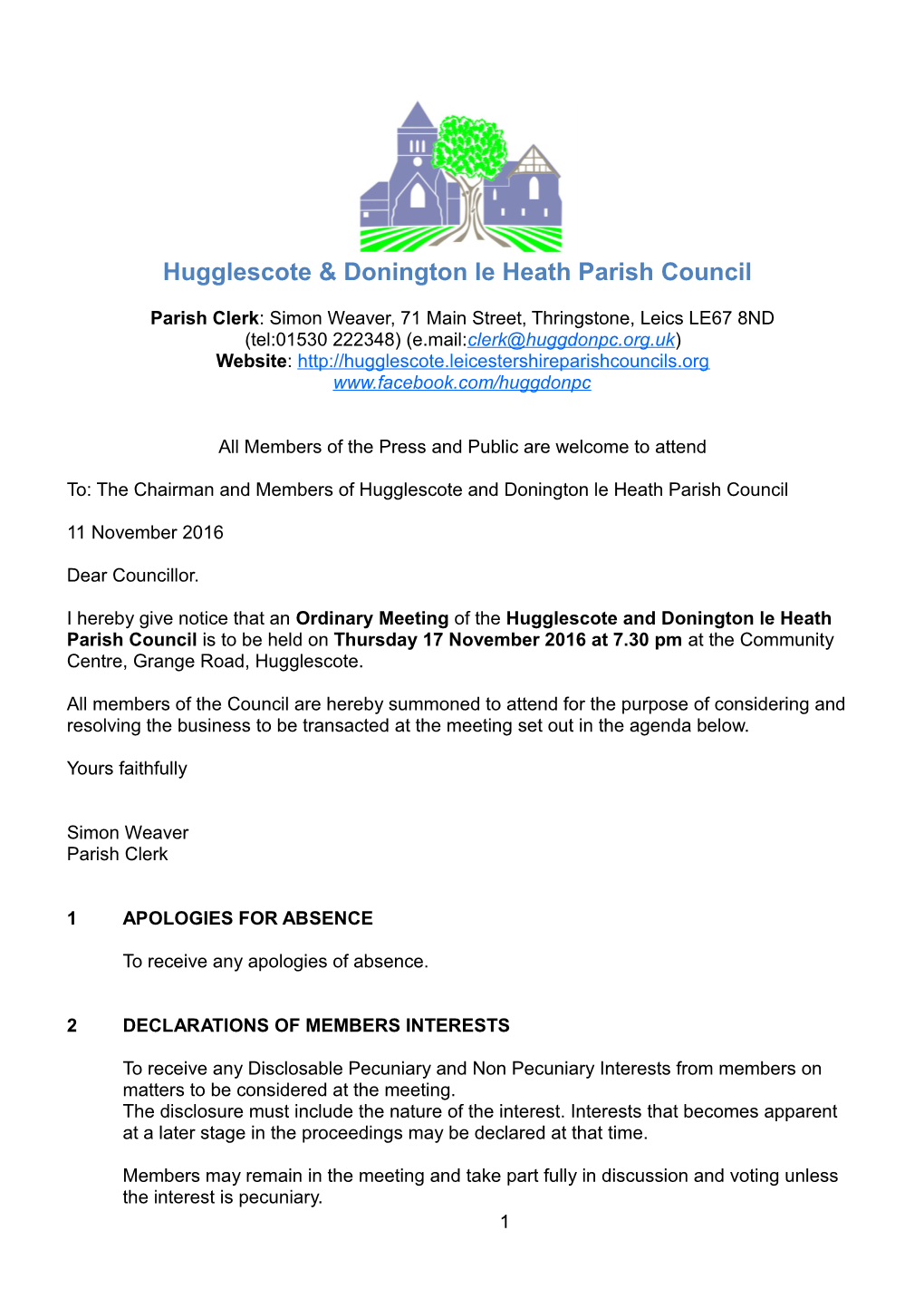 Hugglescote & Donington Le Heath Parish Council