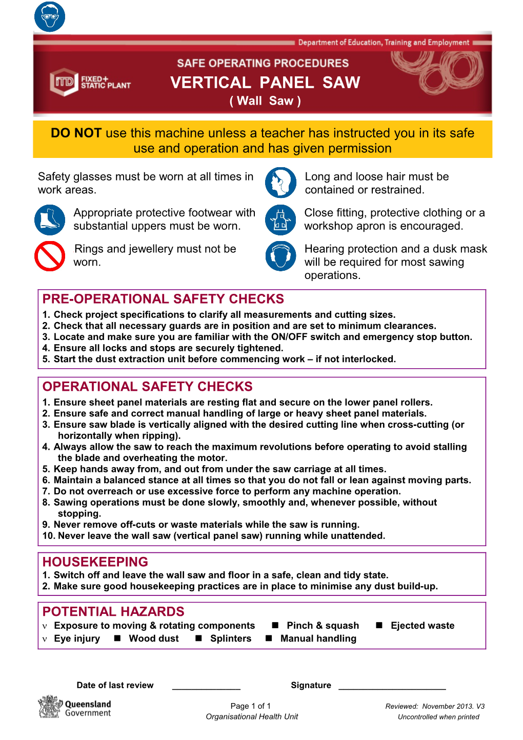 DETE - Safe Operating Procedure s1