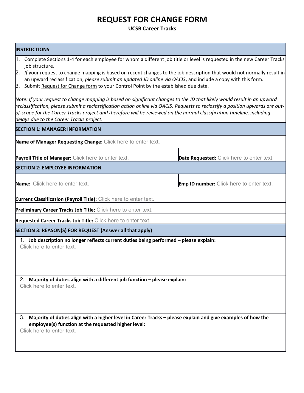 Request for Change Form