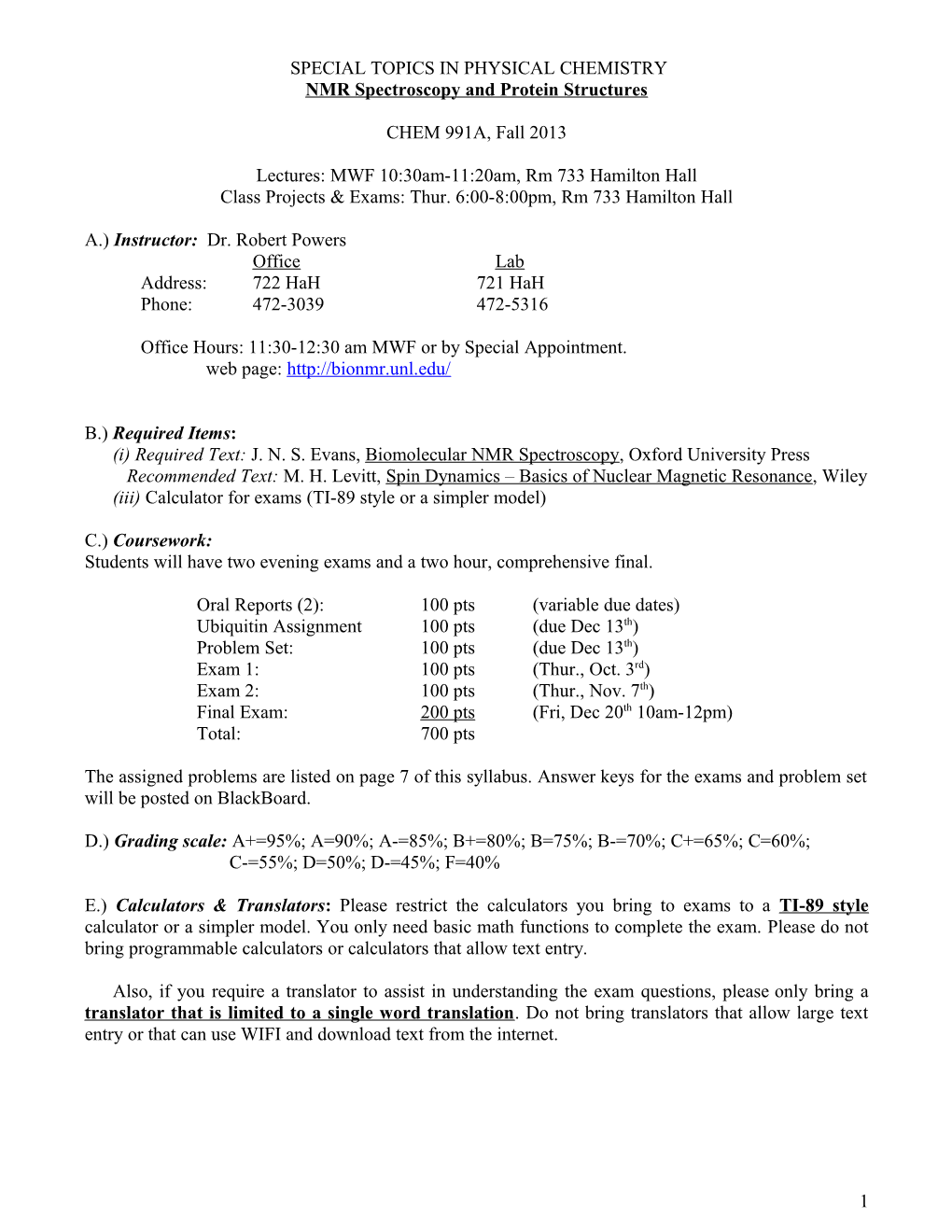 NMR Spectroscopy and Protein Structures