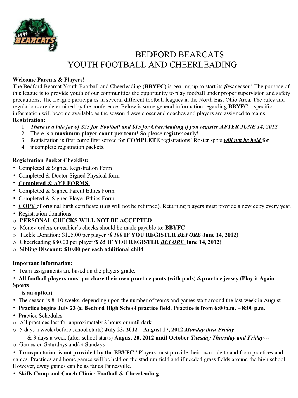 Youth Football and Cheerleading