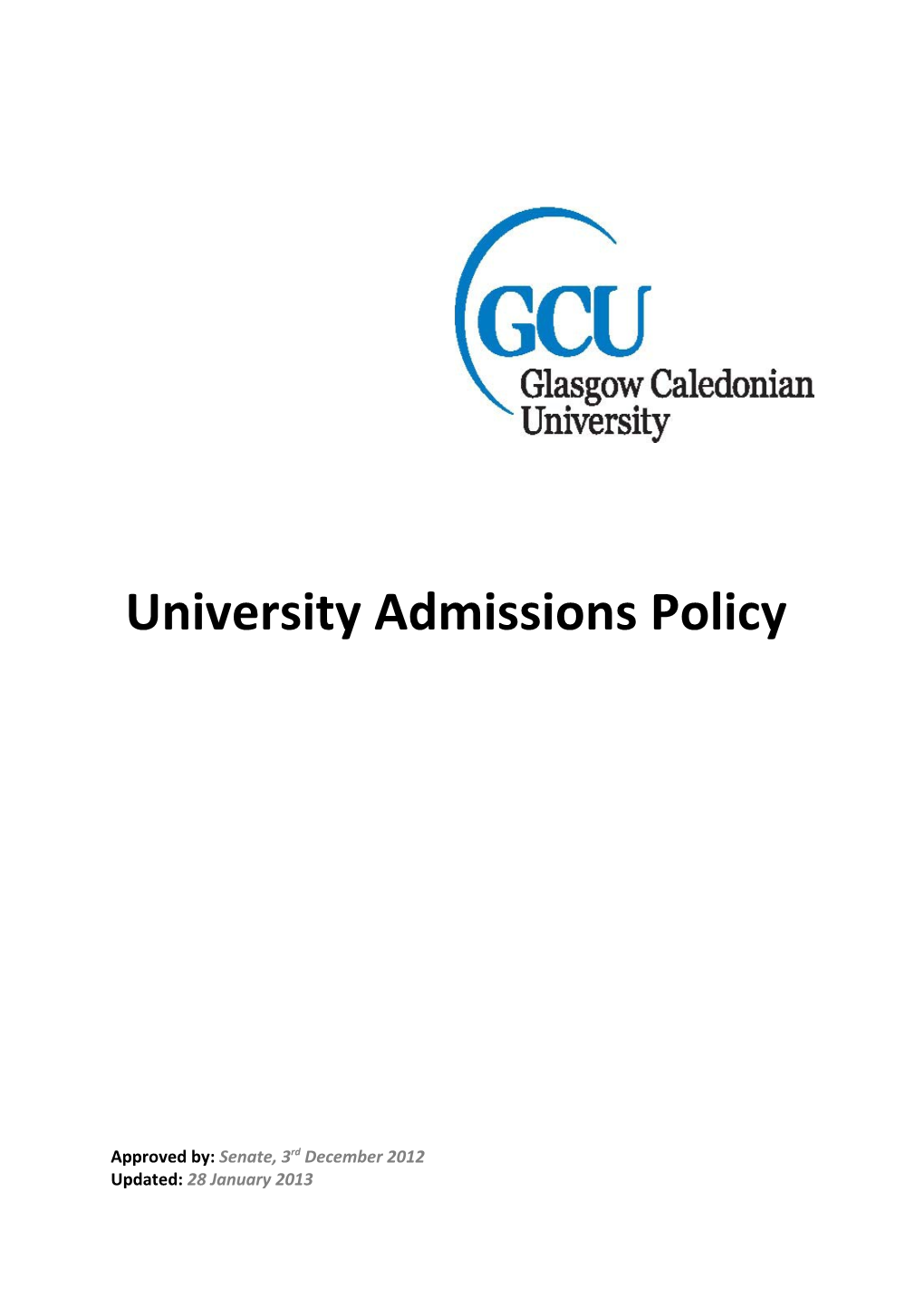 University Admissions Policy