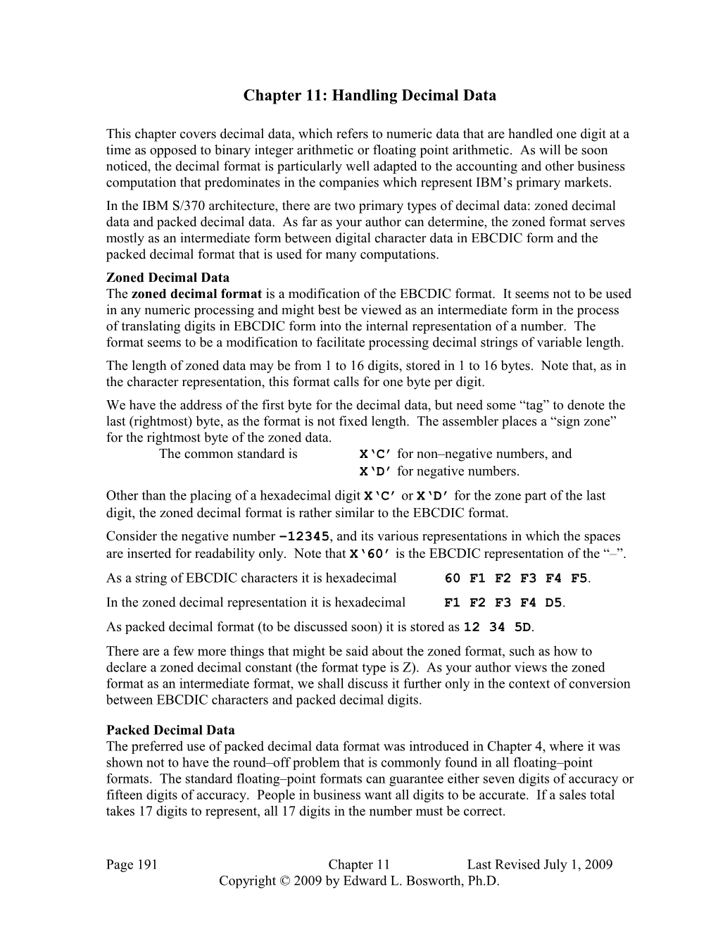 Chapter 11: Handling Decimal Data