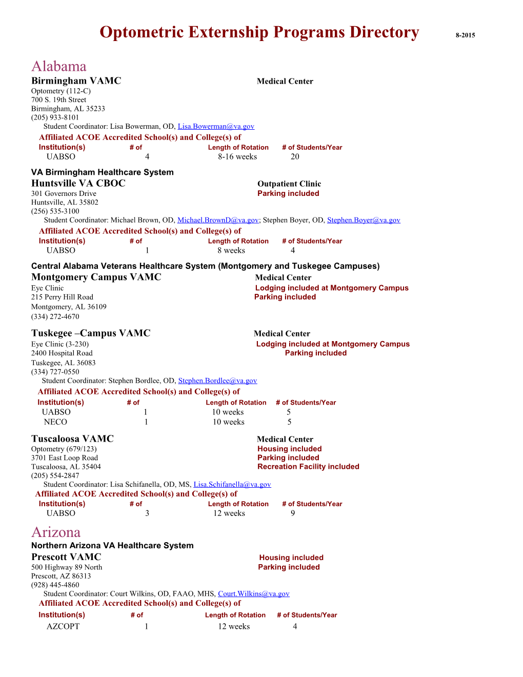 Optometry Externship Programs