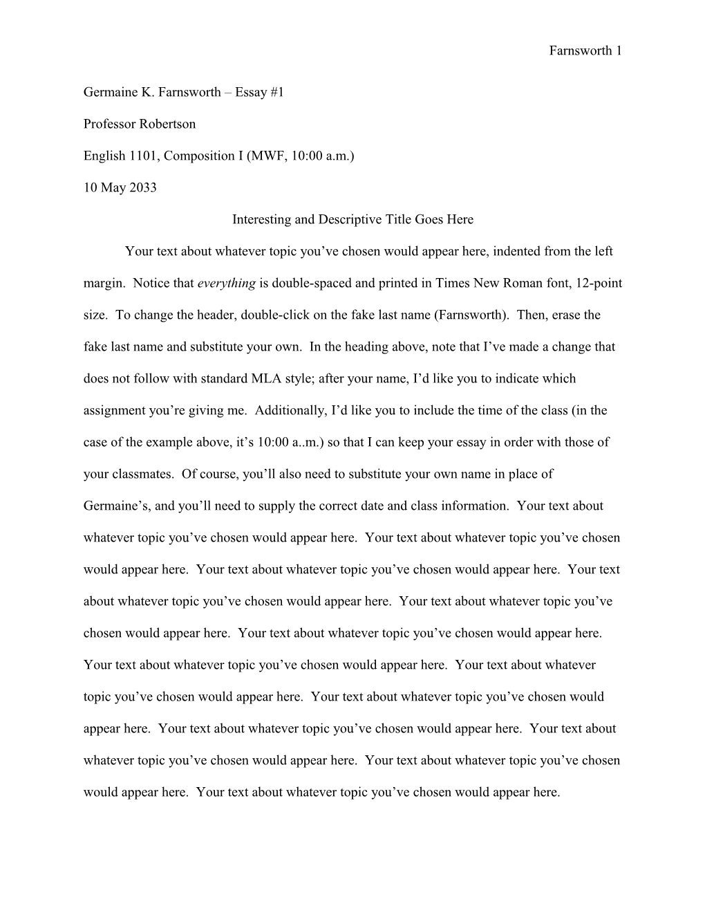 Germaine K. Farnsworth Essay #1