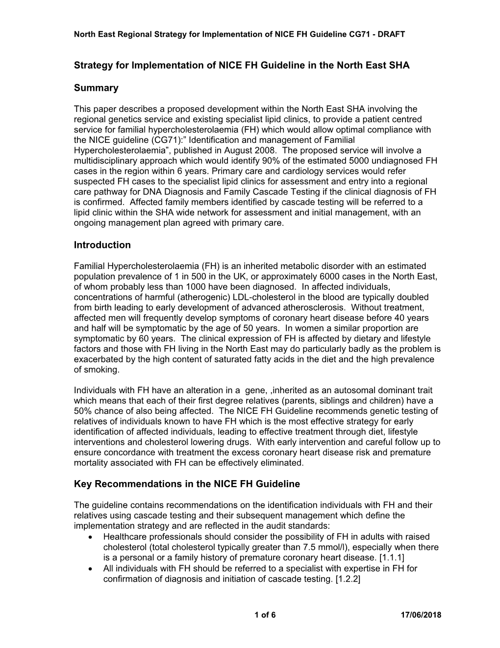 Regional Familial Hypercholesterolaemia Service