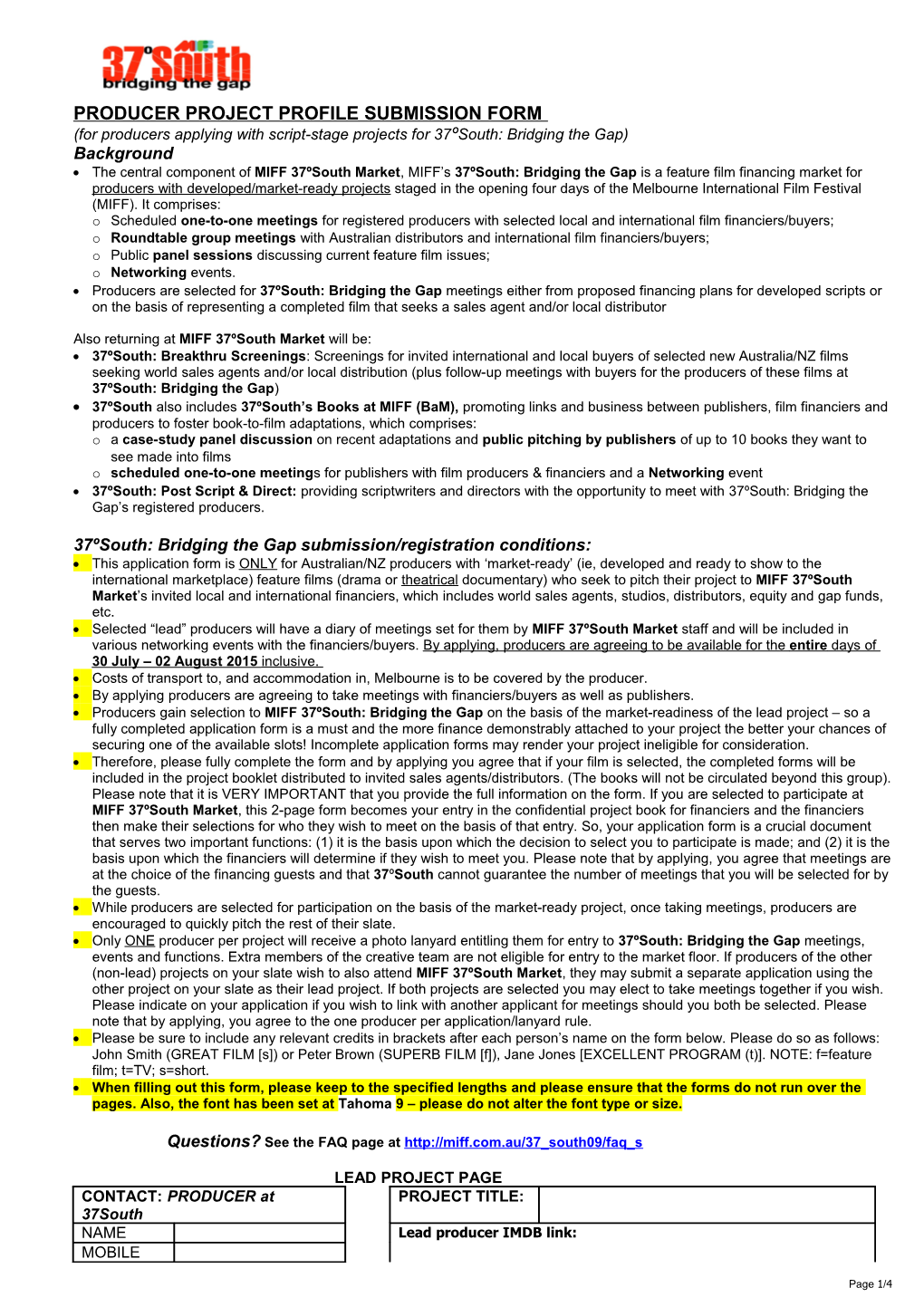 Project Profile Form