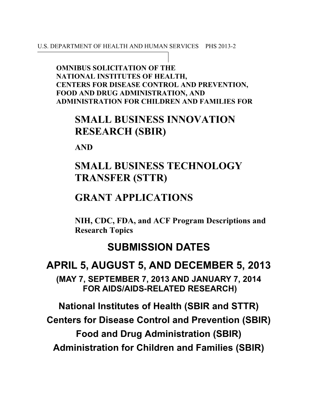 PHS 2012-2 SBIR/STTR Program Descriptions and Research Topics