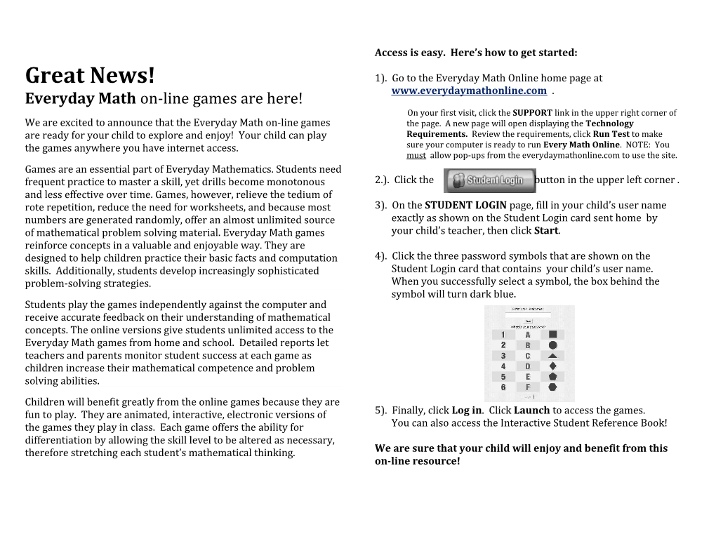 Everyday Math On-Line Games Are Here!