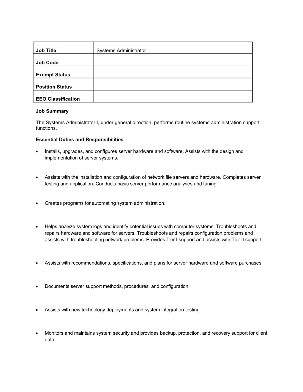 Essential Duties and Responsibilities s2