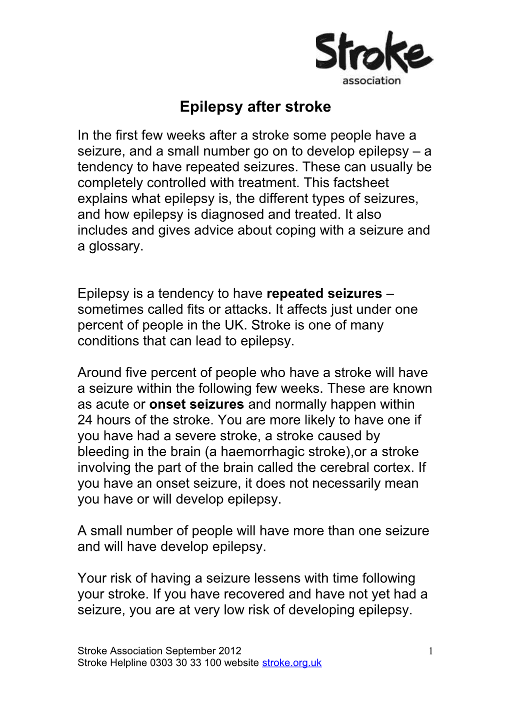 F24 Epilepsy After Stroke