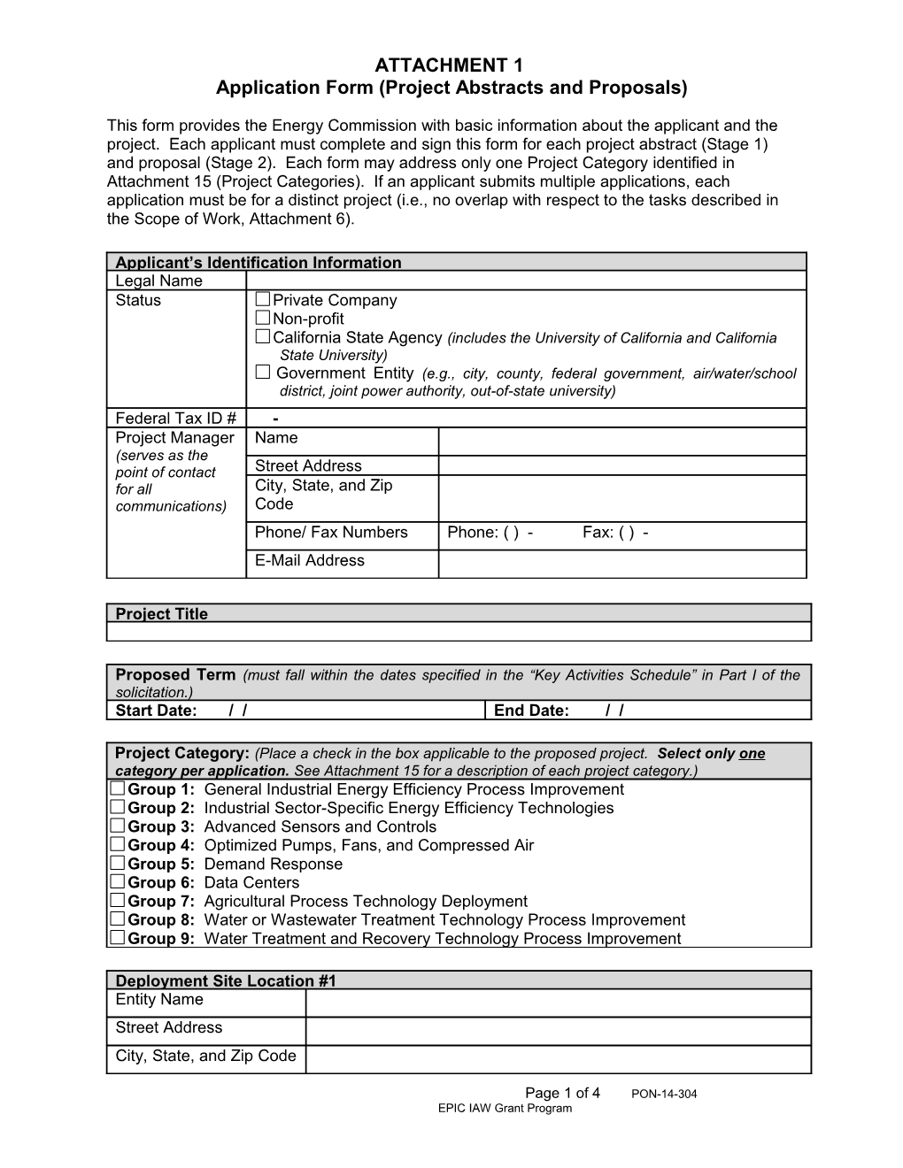 Application Form (Project Abstracts and Proposals)