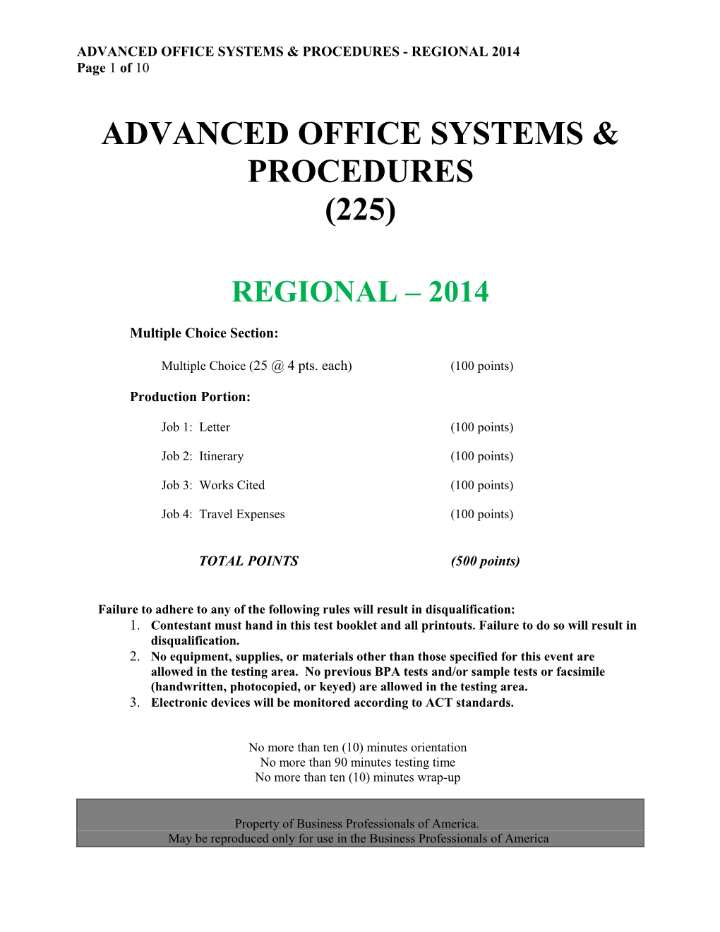 Advanced Office Systems & Procedures - Regional2014