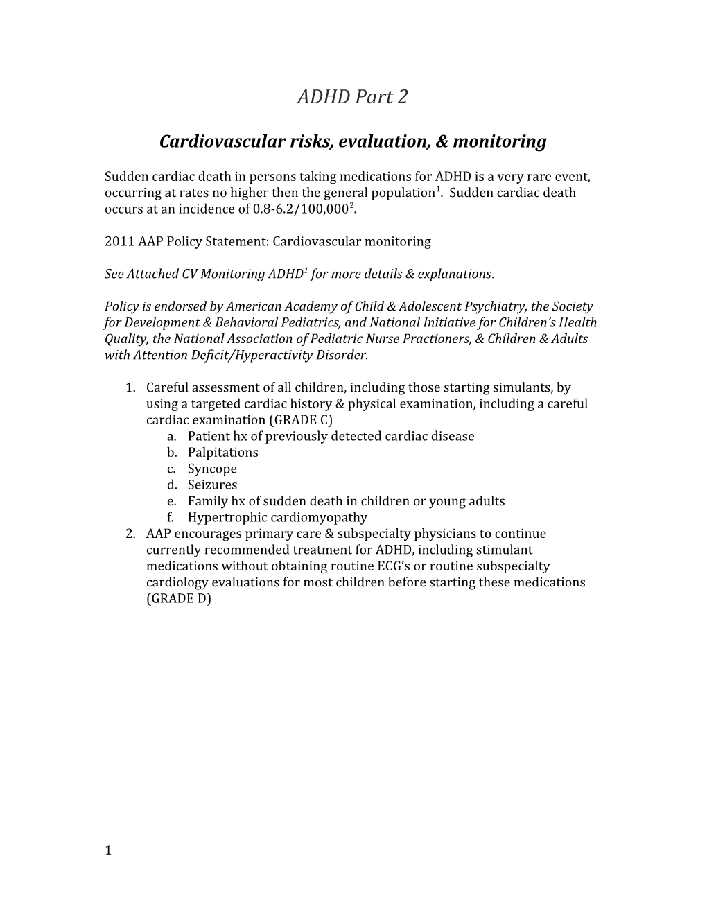 Cardiovascular Risks, Evaluation, & Monitoring