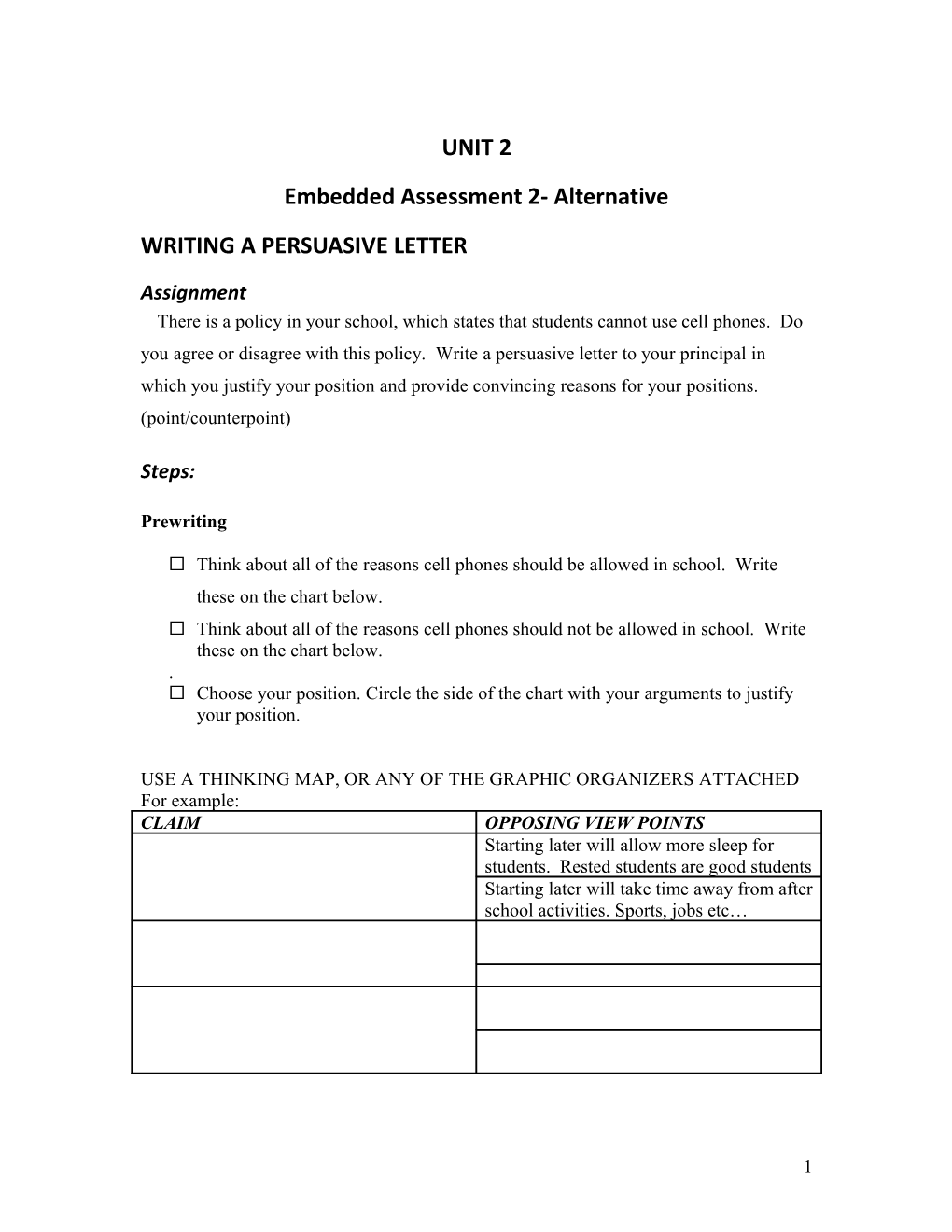 Embedded Assessment 2- Alternative