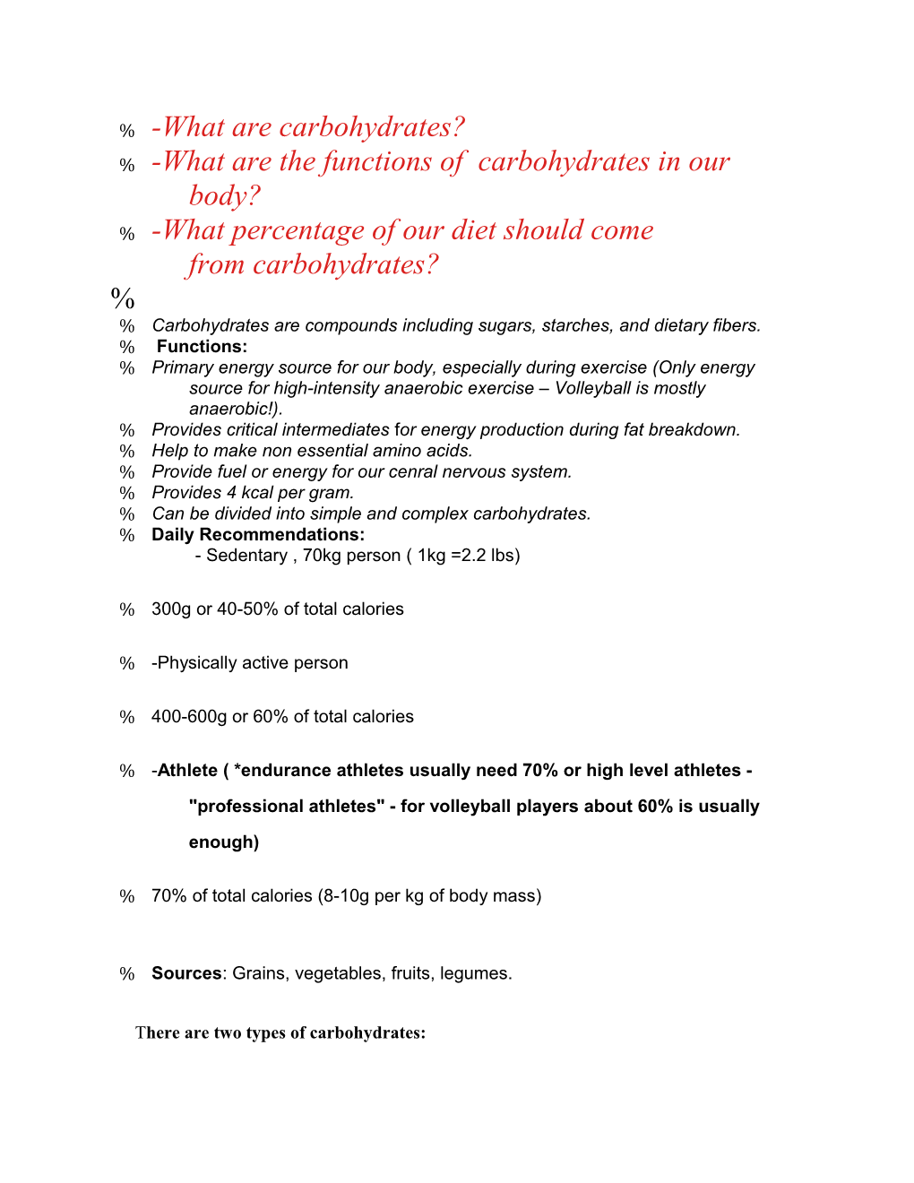 What Are the Functions of Carbohydrates in Our Body?