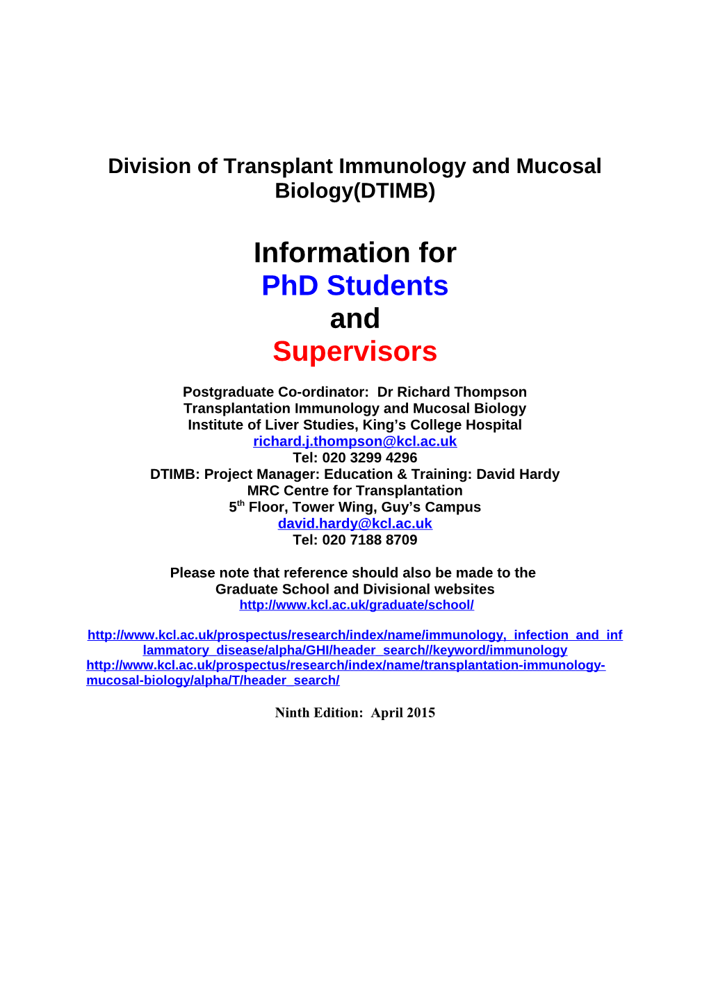 Division of Immunology, Infection and Inflammatory Disease