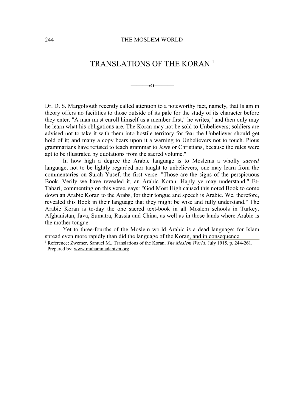 Translations of the Koran