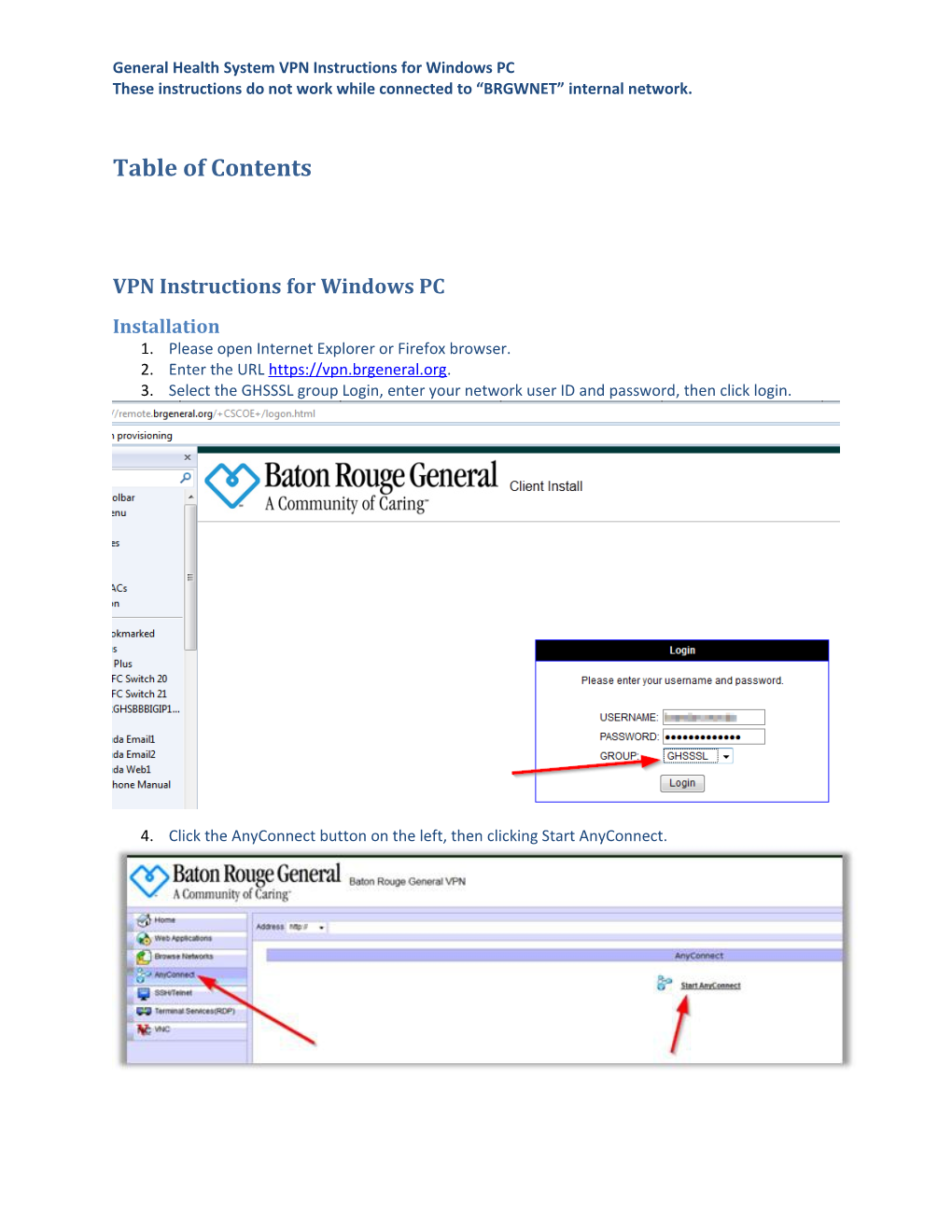 General Health System VPN Instructions for Windows PC