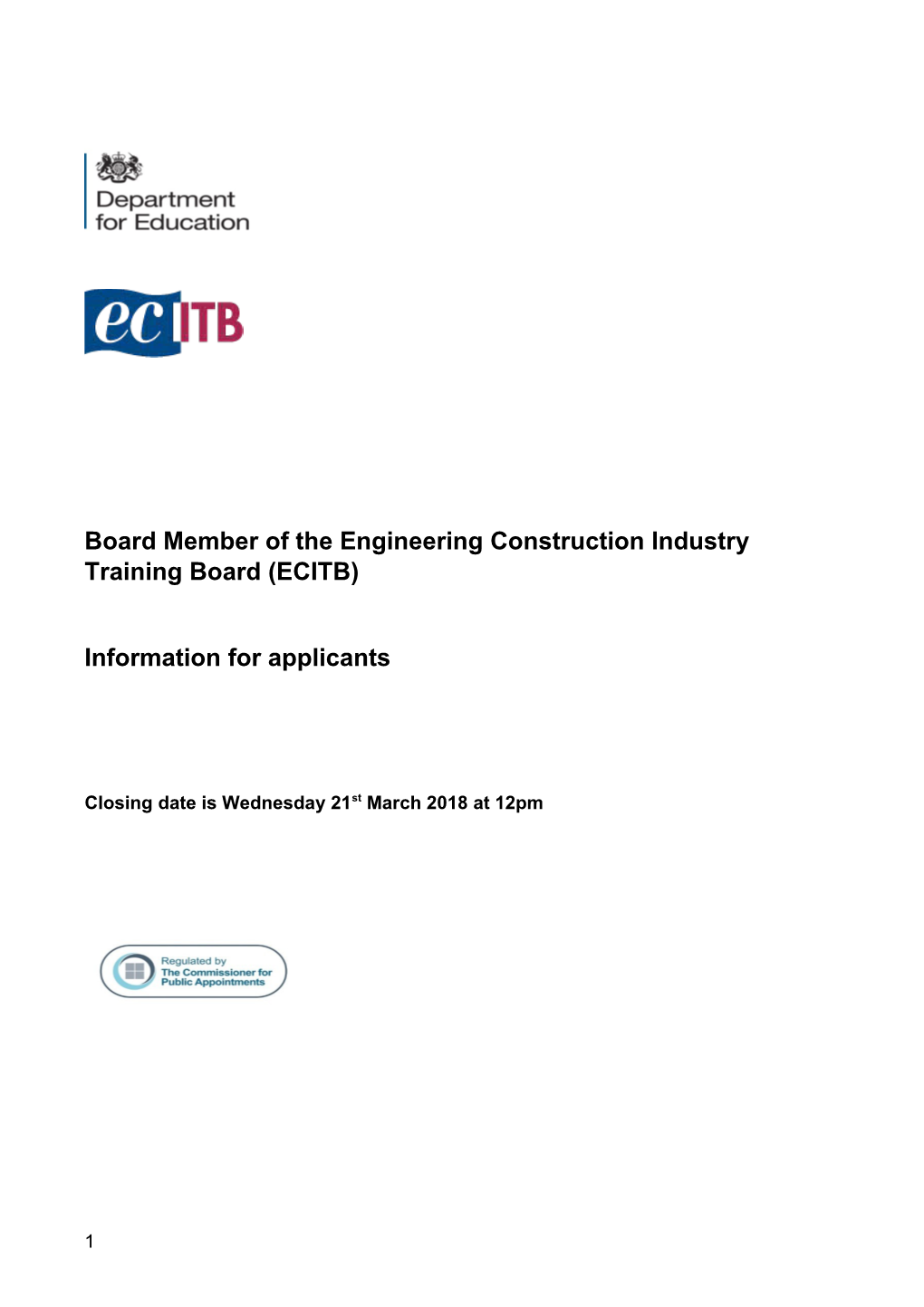 Board Member of the Engineering Construction Industry Training Board (ECITB)