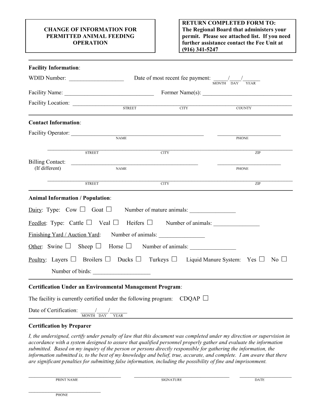 Annual Report Form for Dairies Subject to A