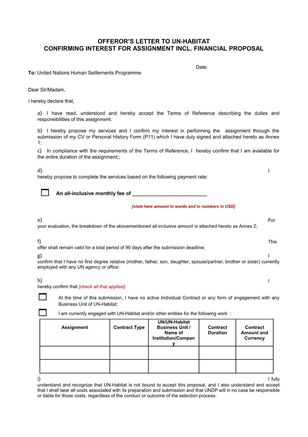 Template for Confirmation of Interest and Submission of Financial Proposal s1