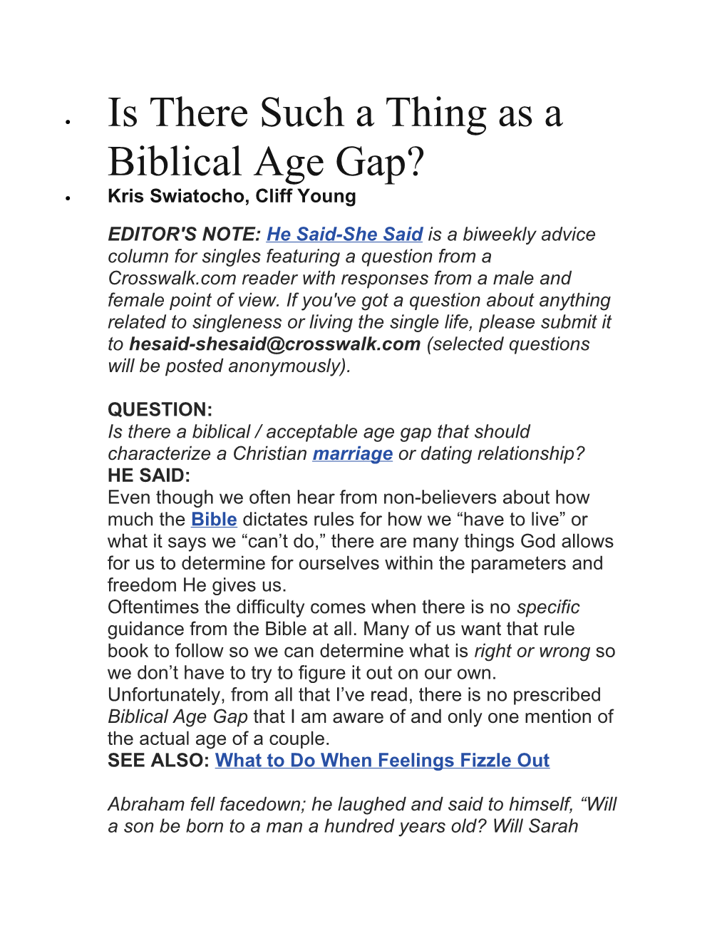 Is There Such a Thing As a Biblical Age Gap?