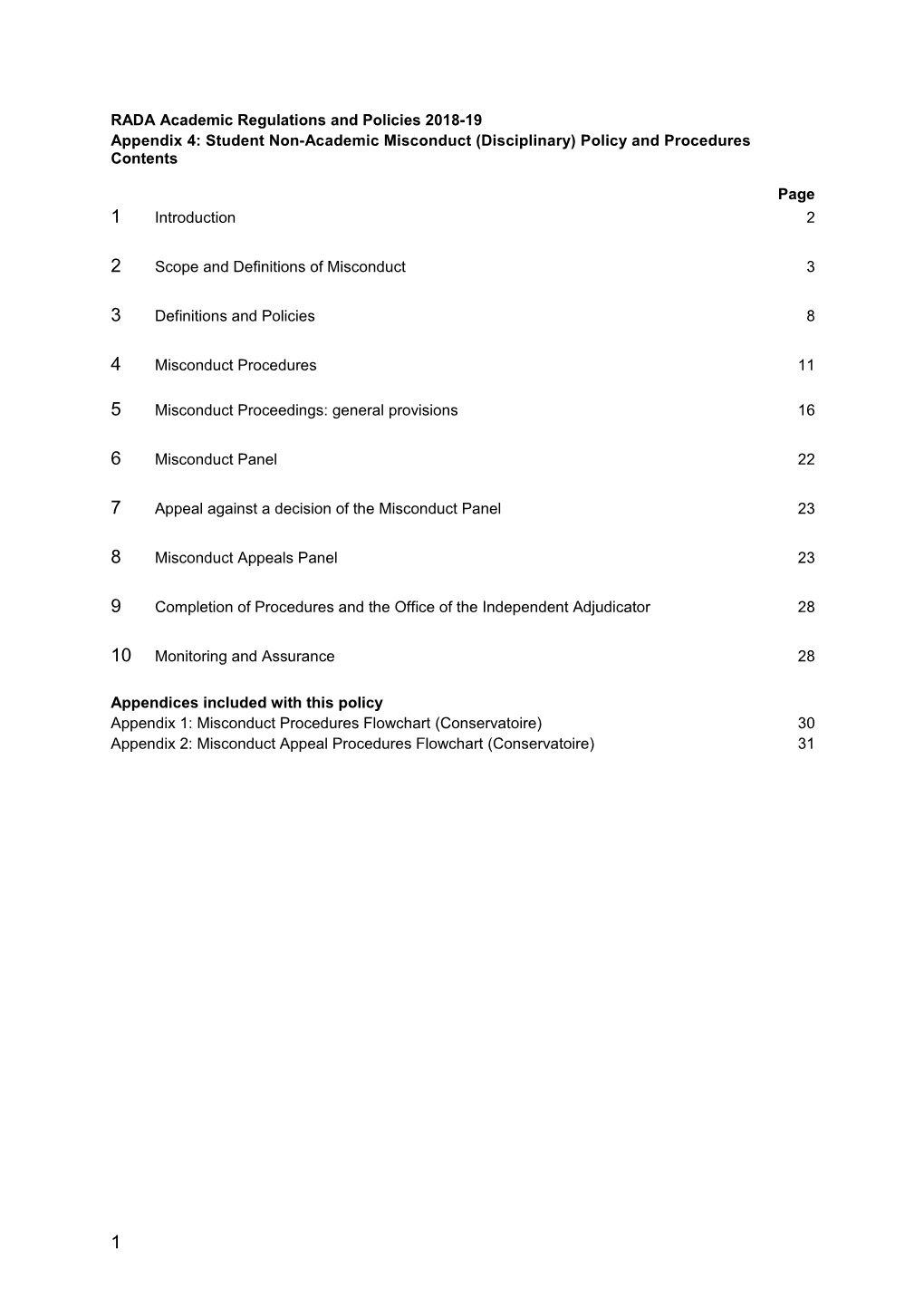 RADA Academic Regulations and Policies 2018-19