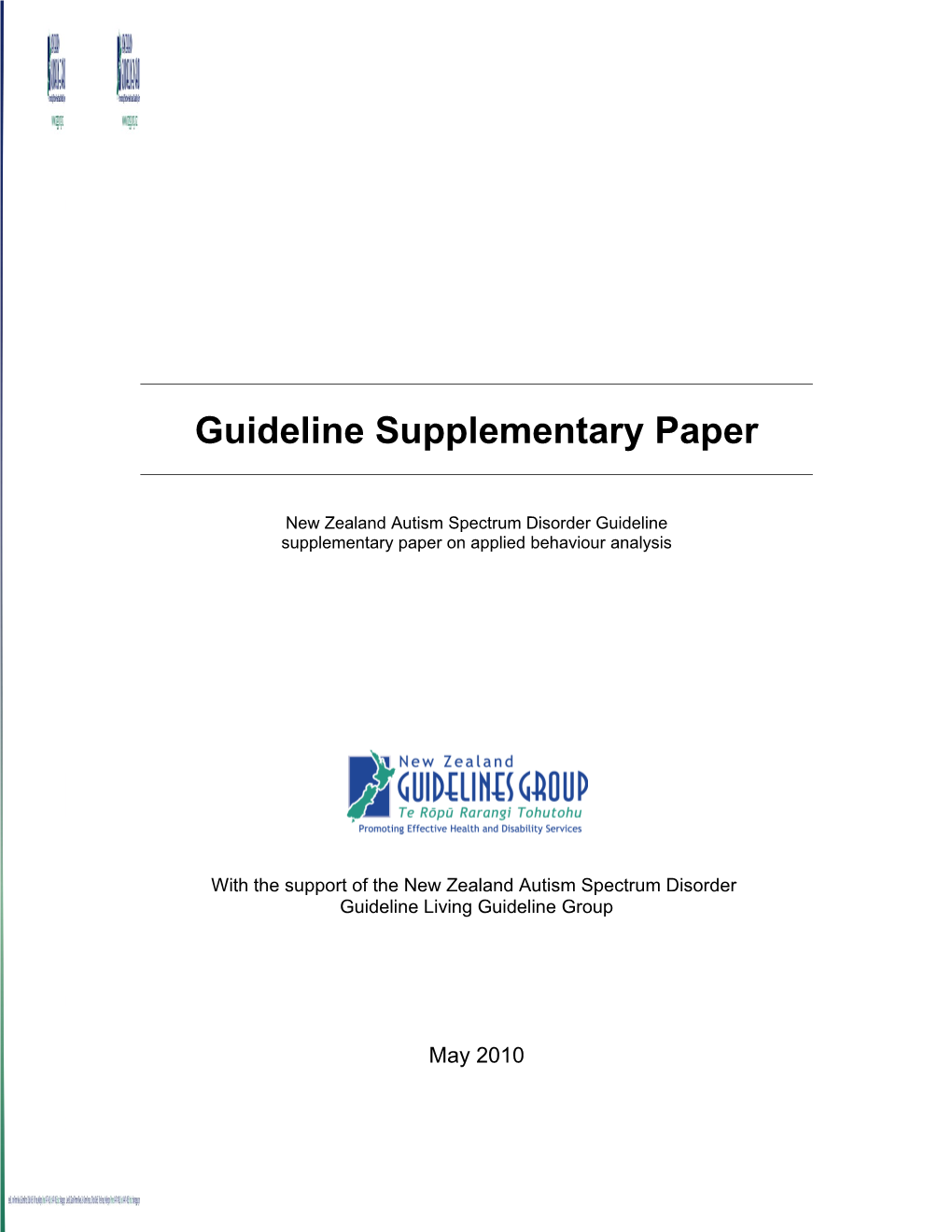 New Zealand Autism Spectrum Disorder Guideline