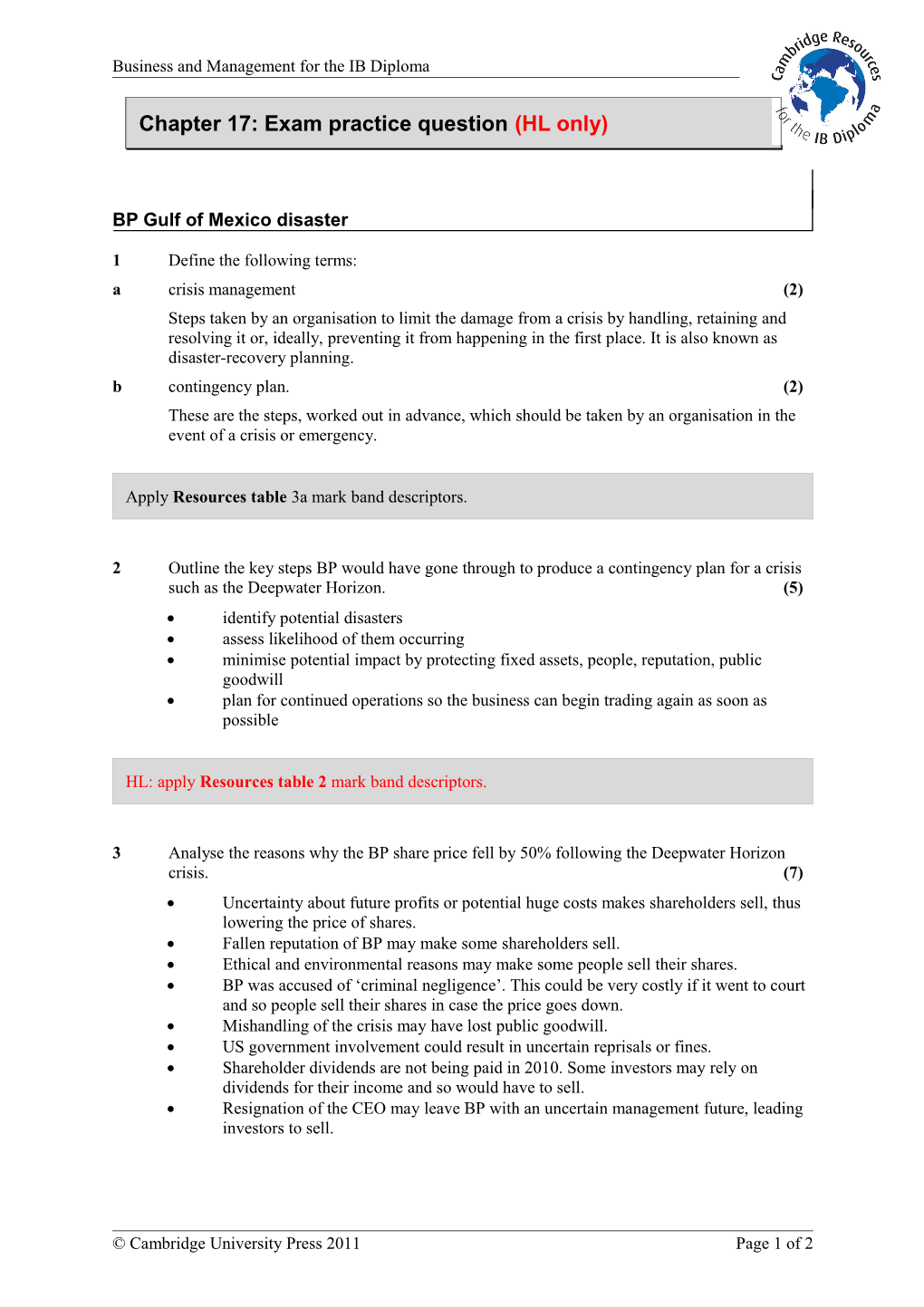 Extension Worksheet Topic 6 s2