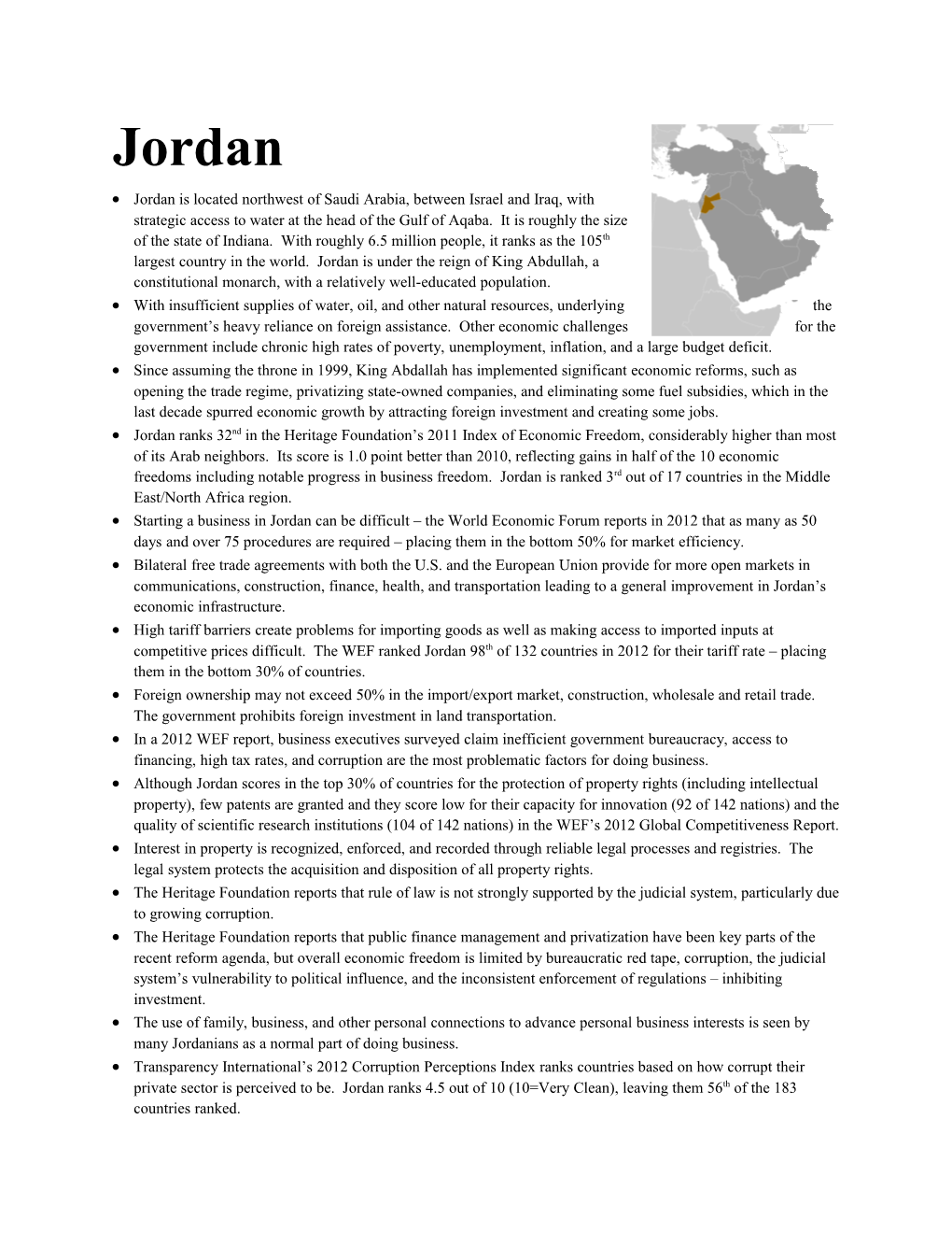 Jordan Is Located Northwest of Saudi Arabia, Between Israel and Iraq, with Strategic Access