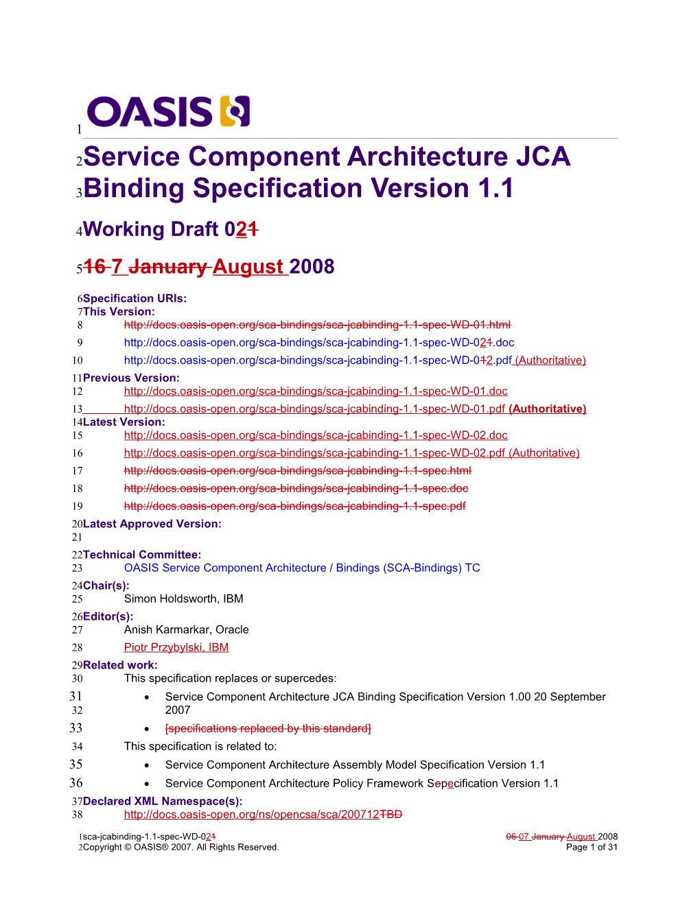 Service Component Architecture JCA Binding Specification Version 1.1