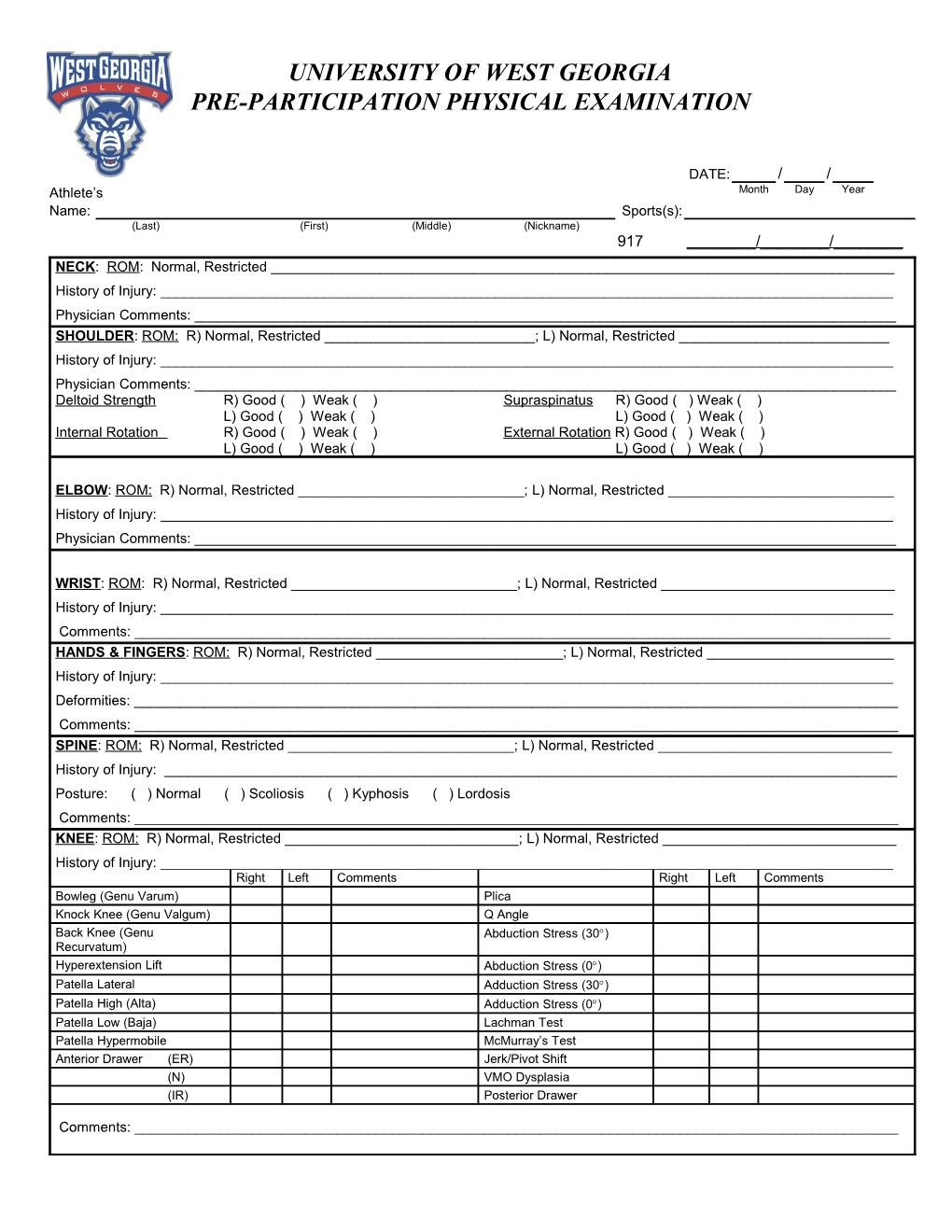 Overall Physical Examination Results