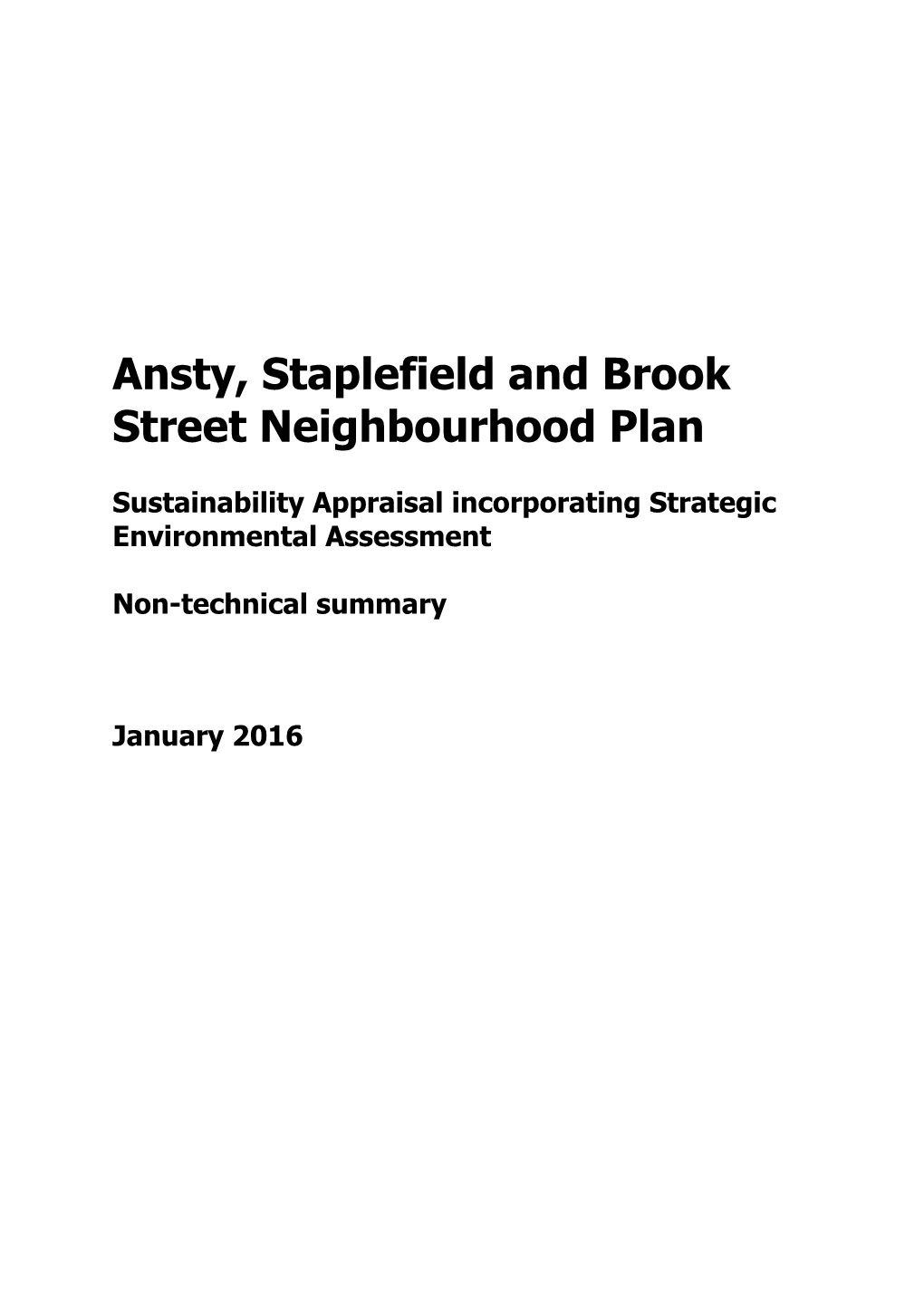 Ansty, Staplefield and Brook Street Neighbourhood Plan