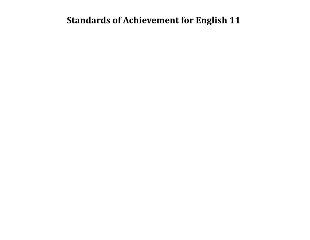 Standards of Achievement for English 11