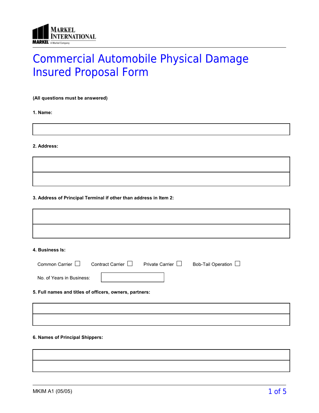 Commercial Auto Physical Damage