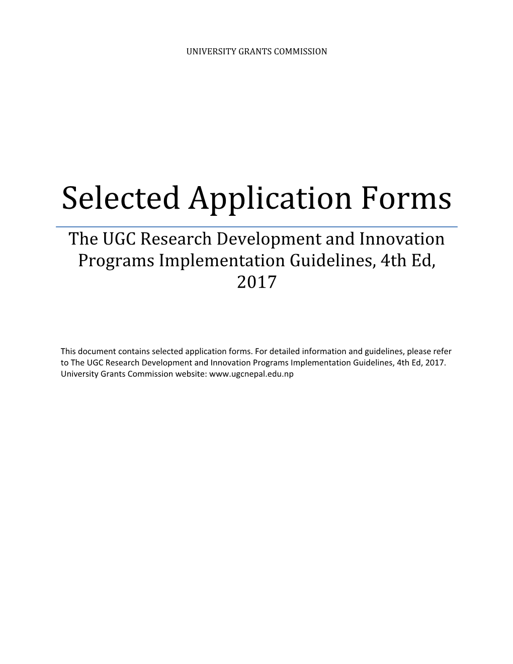Selected Application Forms