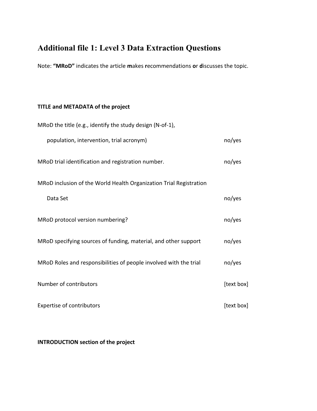 Additional File 1: Level 3 Data Extraction Questions