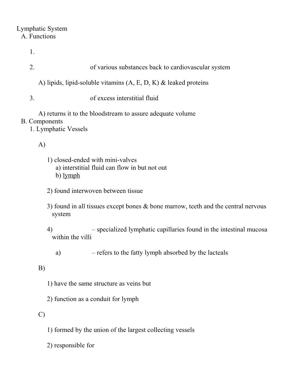 2. of Various Substances Back to Cardiovascular System