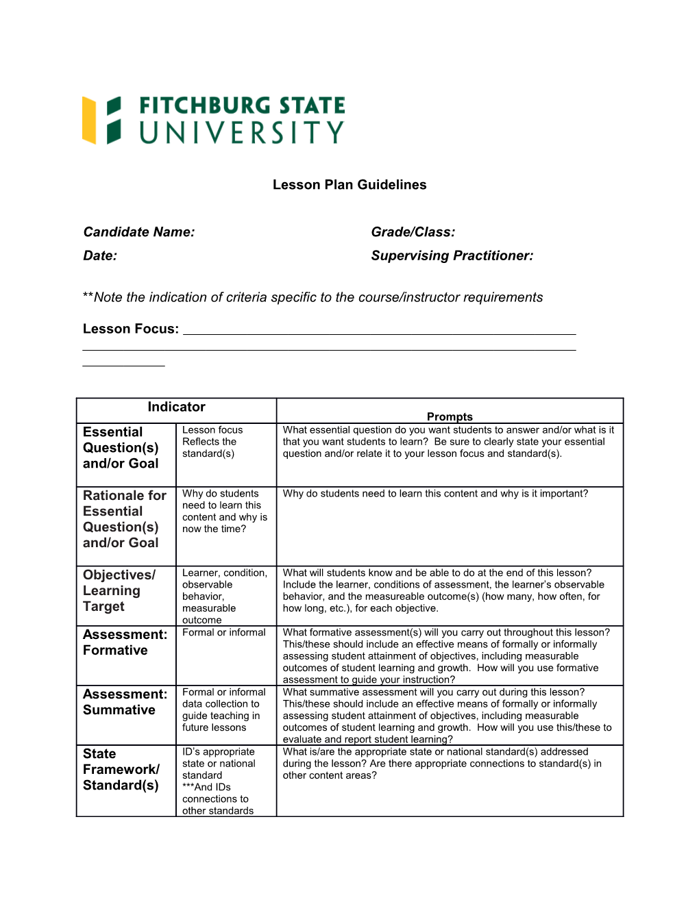 Lesson Plan Guidelines