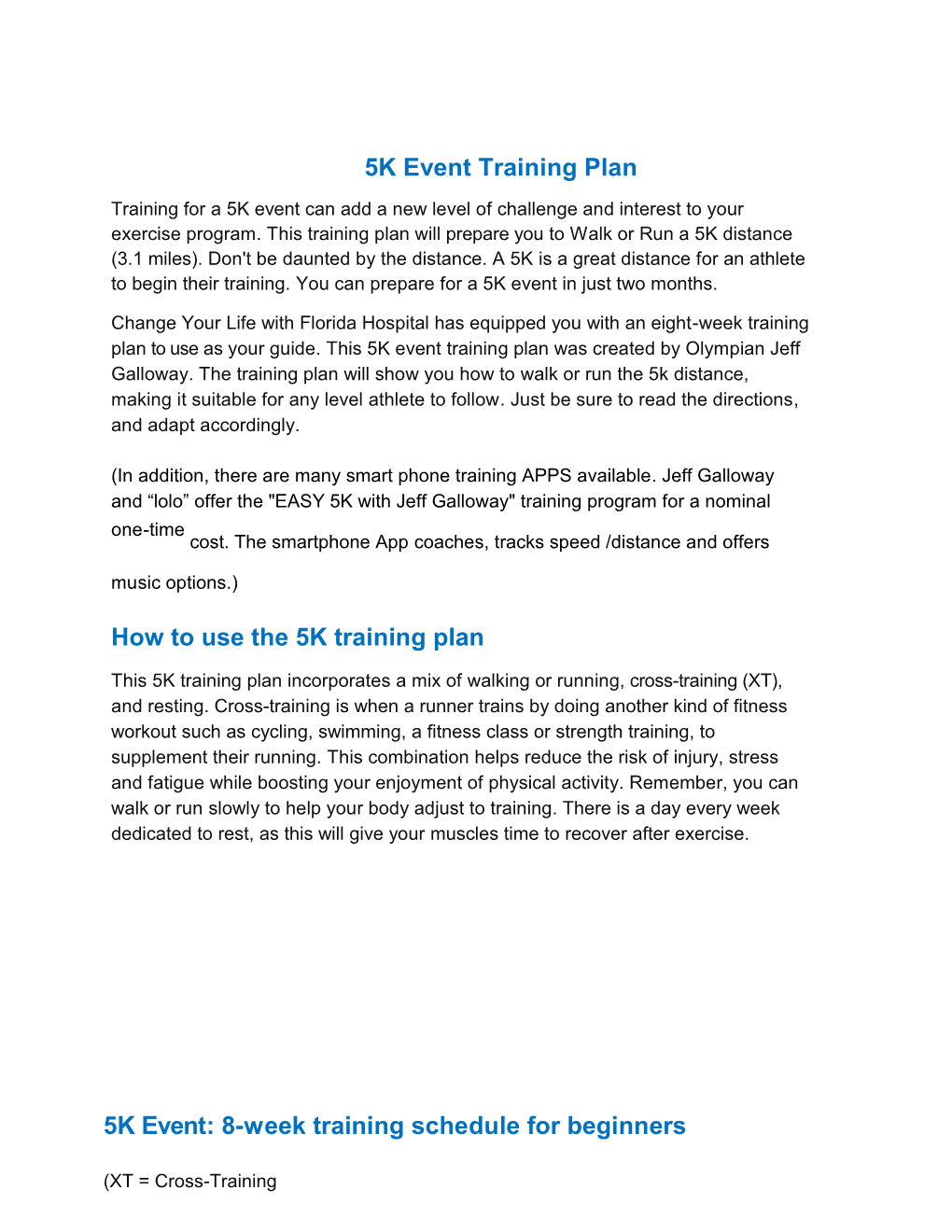 5K Event Trainingplan