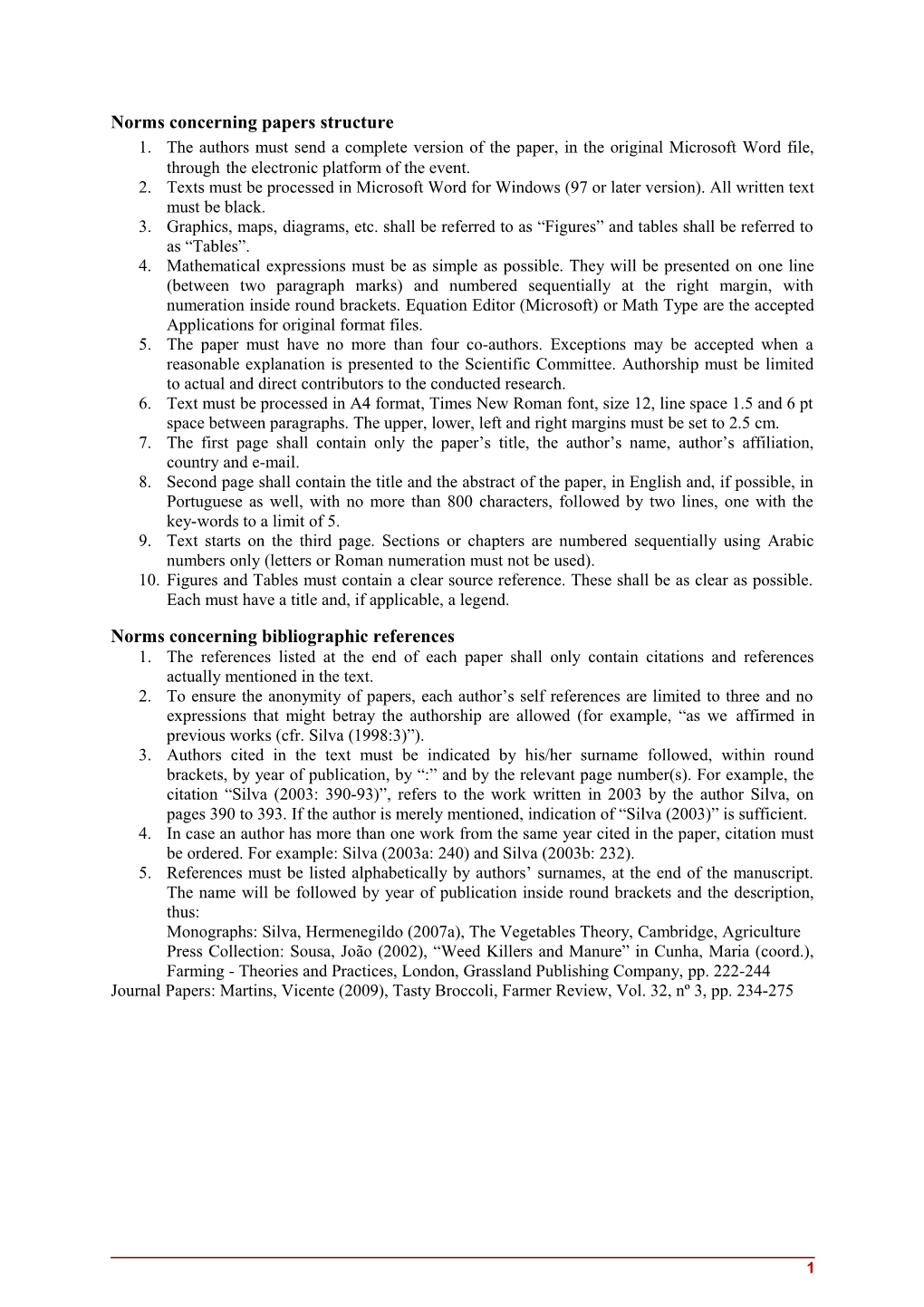 Norms Concerning Papers Structure