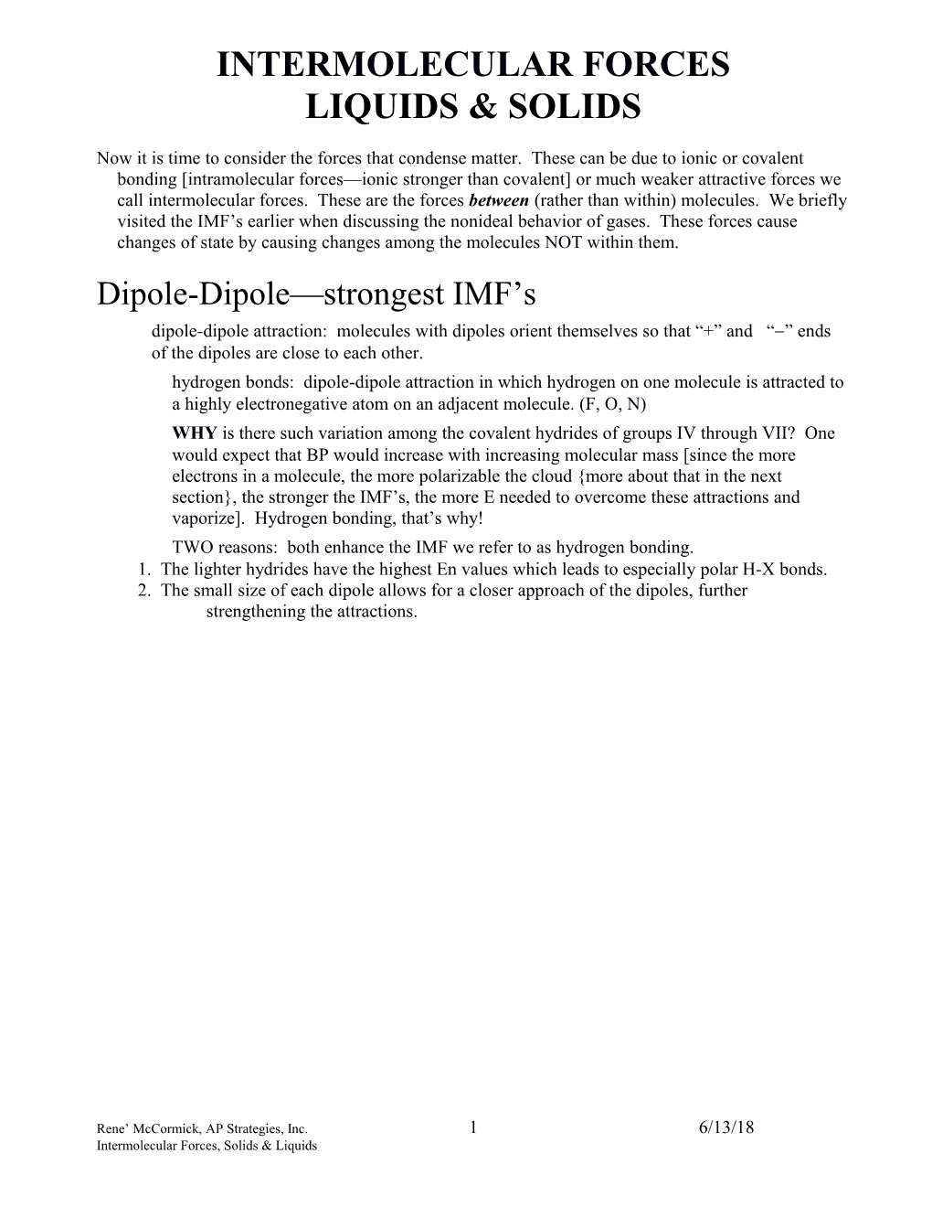 Intermolecular Forces